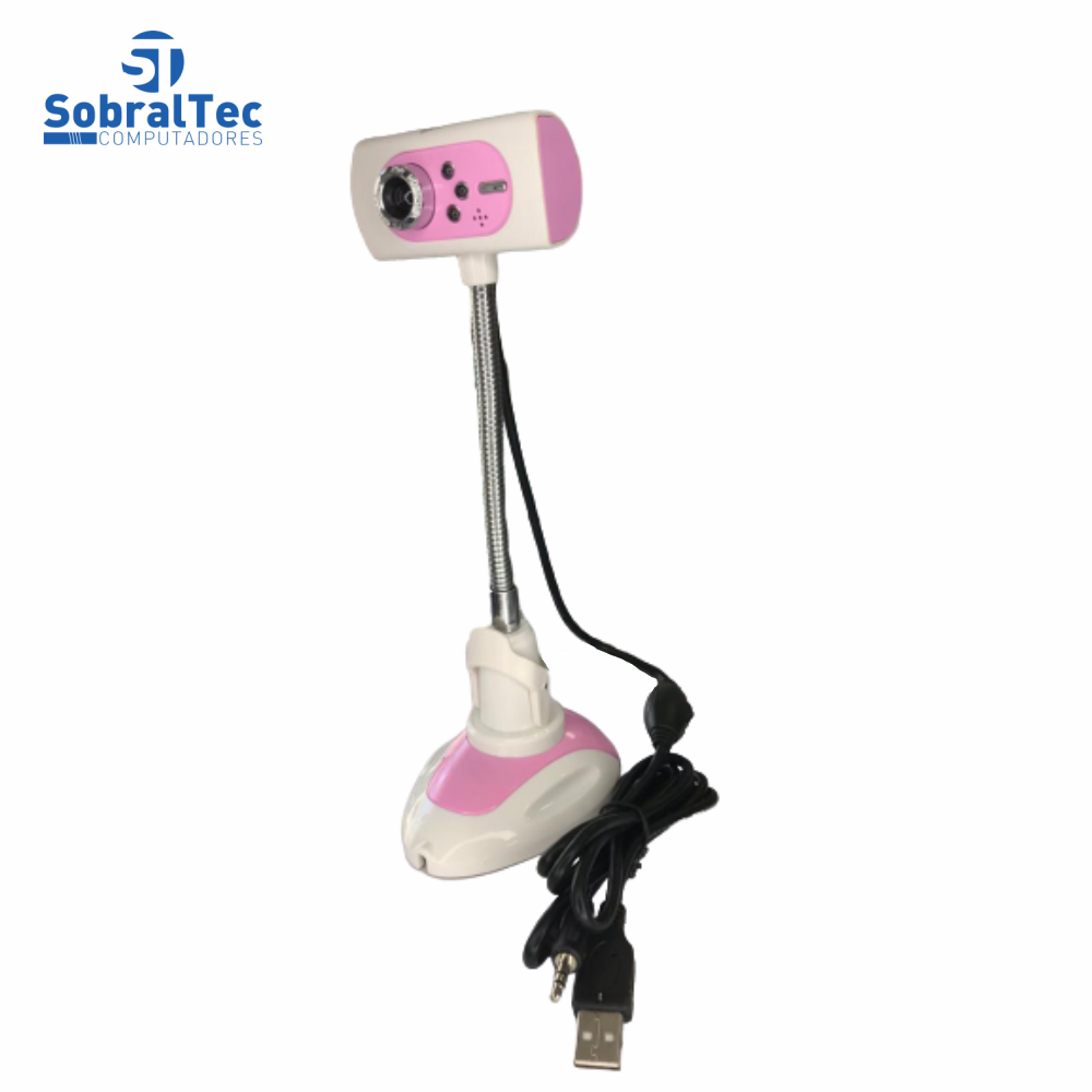 Webcam Pc Camera De Mesa Com Leds e Microfone 480p USB 2.0 Foco Manual 15Mp F-19