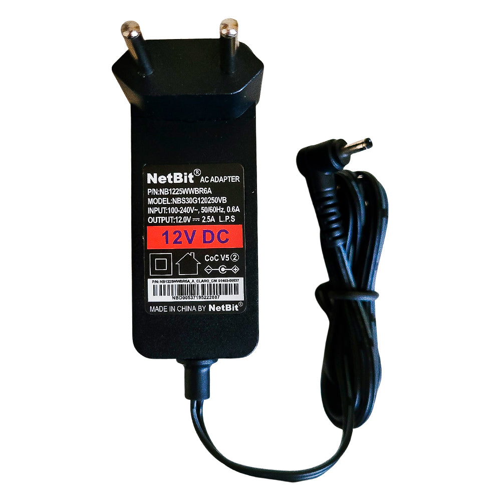 Fonte de Alimentação Notebook Positivo 12V 2.5A Pino Fino 3,5mm x 1,5mm Modelo: NBS30G120250VB