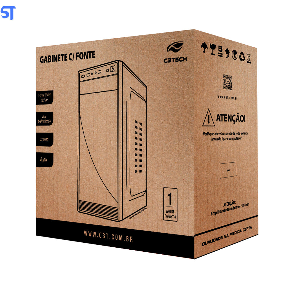 Gabinete Micro-ATX MT-32BK Com Fonte 200W C3Tech