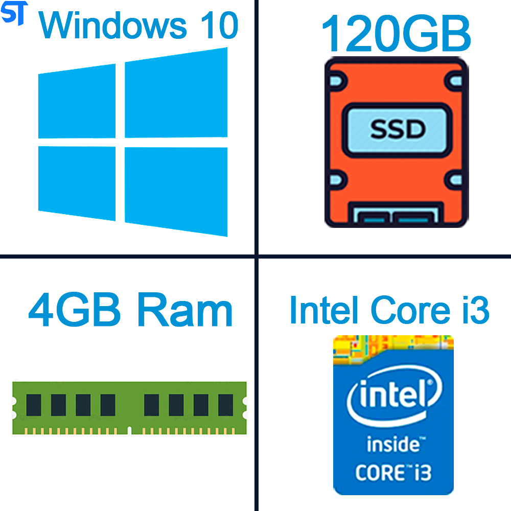 Computador Core i3-2130- HD SSD 120GB WL- Memória 4GB Ys- Gab MT-25V2BK-WLYs- Windows10