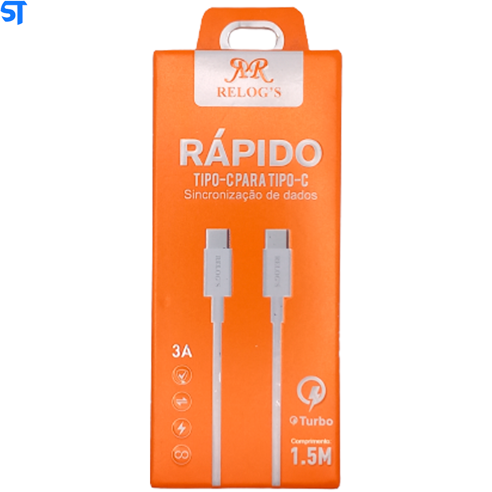 Cabo USB Tipo C para Tipo C 3A 1,50MT Relog´s