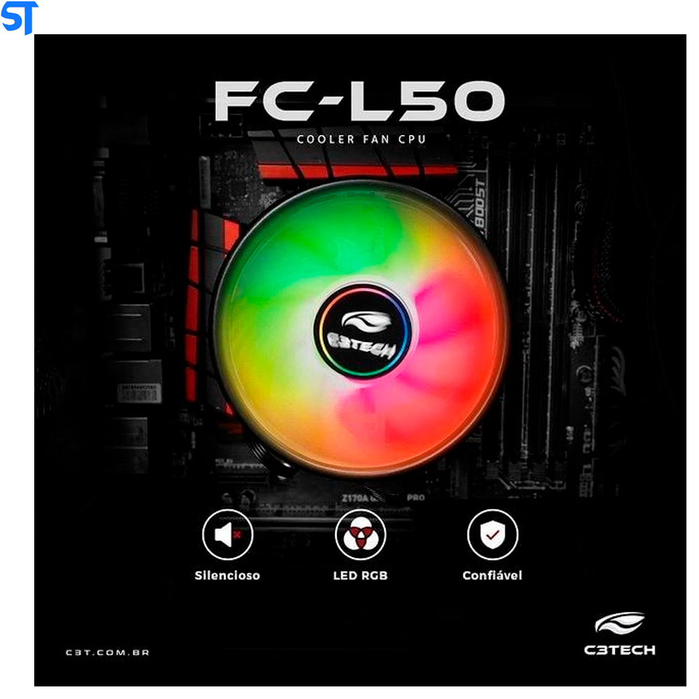 Cooler para Processador 98mm, RGB, Intel e AMD - FC-L50RGB- C3Tech