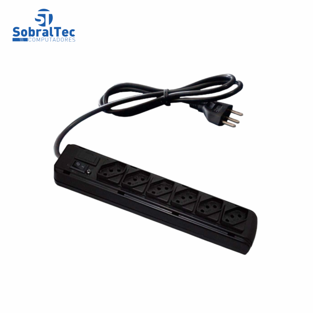 Filtro de Linha Protetor Eletronico Bivolt Preto 6 Tomadas 1 Metro Fiolux