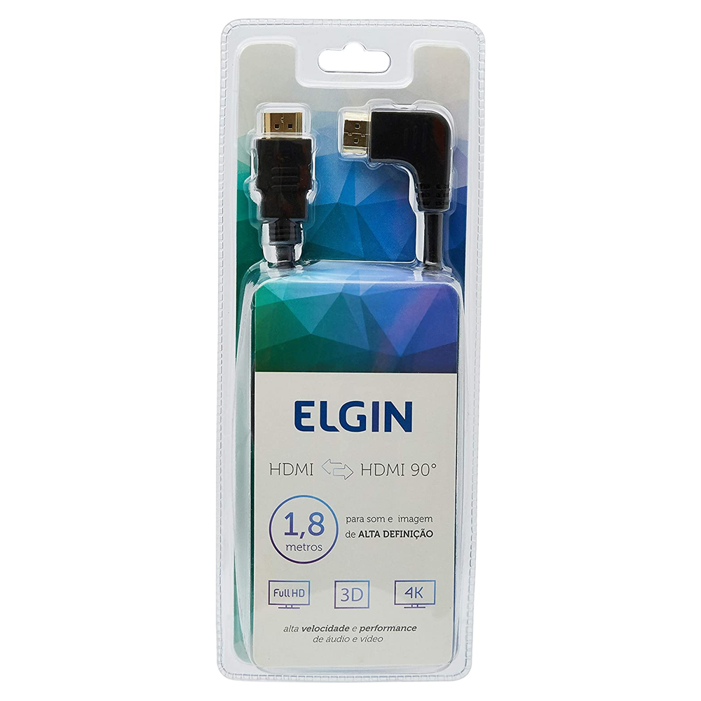 Cabo HDMI 1,8 Metros Plug 90 Graus Elgin 46RCHDMI9001