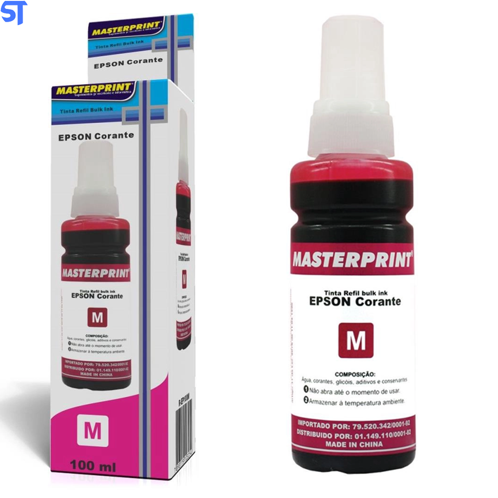 Refil de Tinta Epson Corante MP 664/673 Magento 100ML Masterprint Para Ecotank Epson
