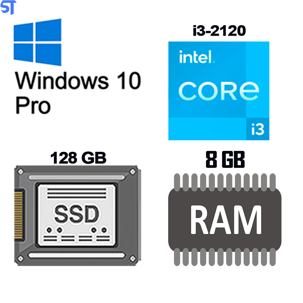 Computador Intel Core  i3-2120  SSD-128GB  Memória-8GB  Gab-ATX MT-32BK   Windows 10 Pro