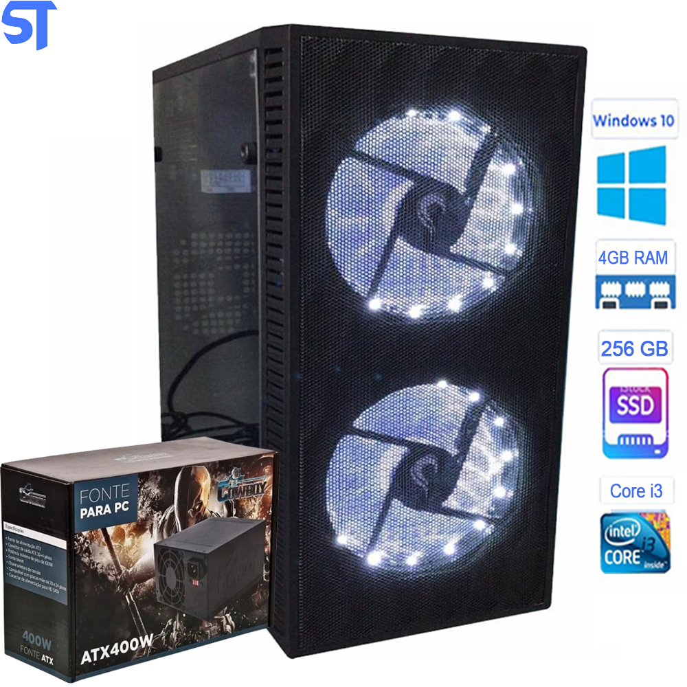 Computador Gamer ST Core i 3 8100-HD SSD 256GB -Memória 4GB DDR4- Oitava Geração