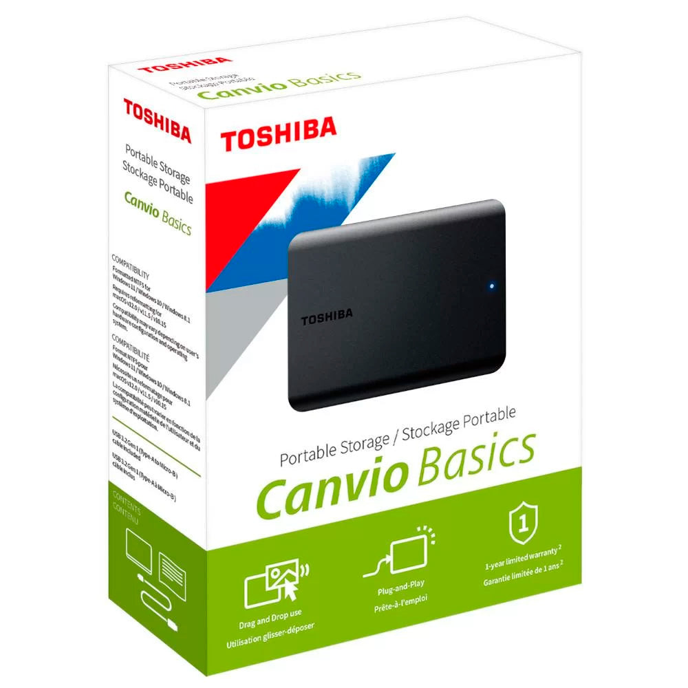 HD Externo Toshiba Canvio Basics 1TB / USB 3.0 - Preto (HDTB510XK3AA)