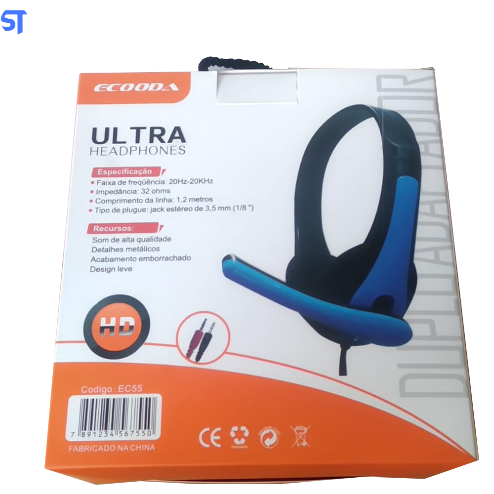 Fone De Ouvido Headset Com Microfone Ecooda Ec55