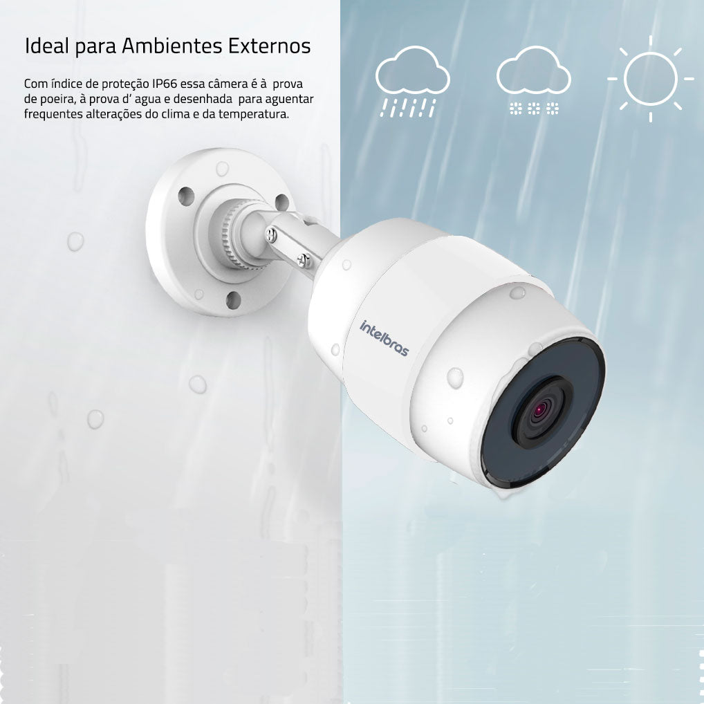 Camera de Seguranca Intelbras Wi Fi HD iC5 Mibo IP 66 Resistente à ChuvaInfravermelho 30 Metros