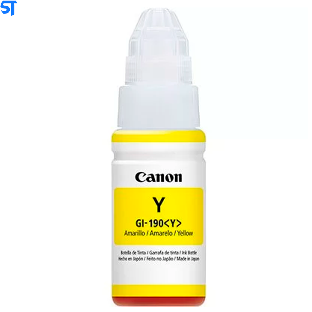 Garrafa de Tinta Canon GI 190Y Amarela 7.000 Paginas para G1100 G1110 G2100 G2110 G3100 G3102 G3110 G3111 G4100 G4110