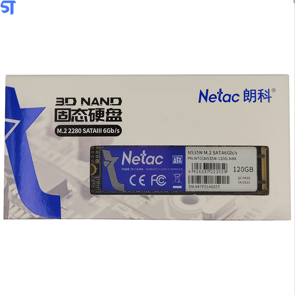 SSD M.2 NVME 120GB Netac 2400Mb/s Leitura 1700Mb/s Escrita
