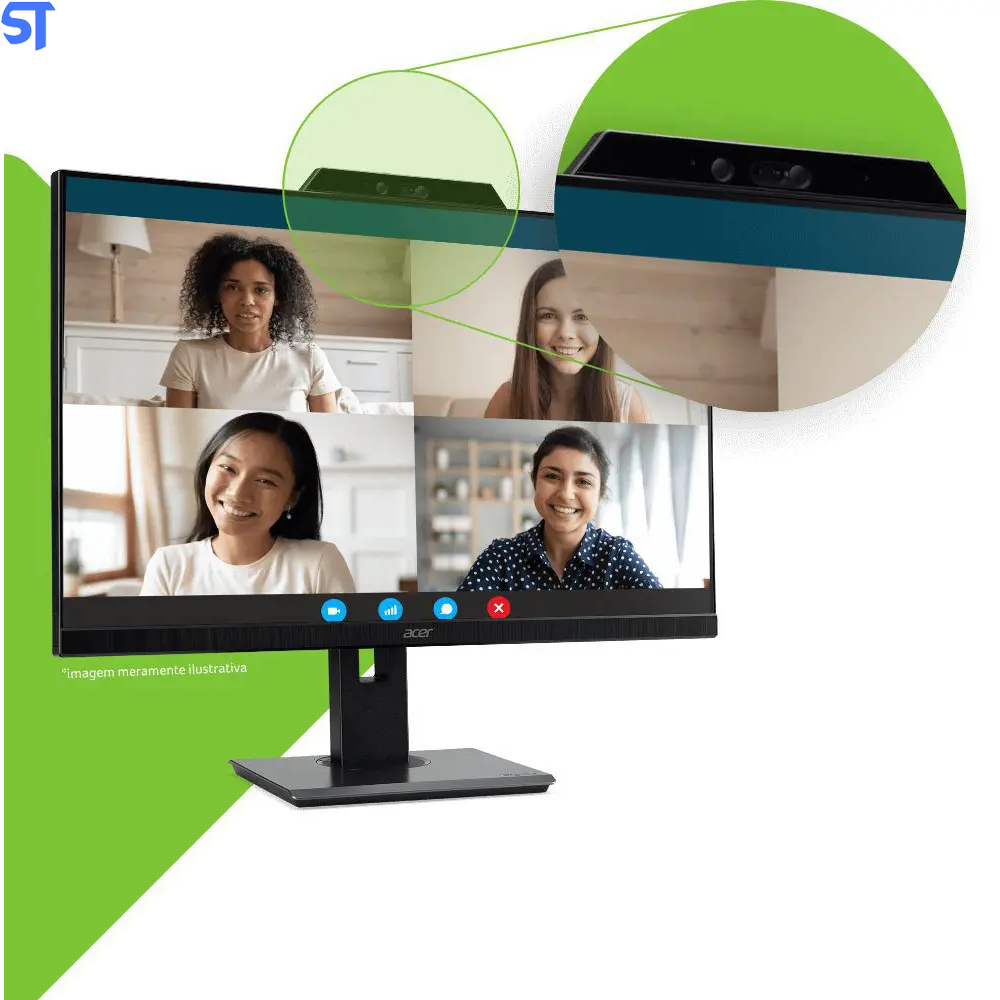 Monitor LED Acer 21.5 Full HD, Painel IPS, 4ms, Com Webcam Integrada