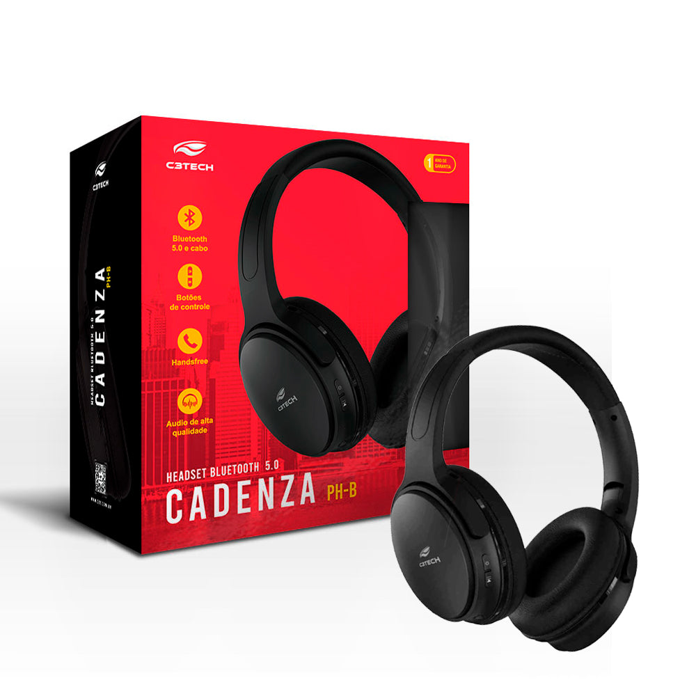 Fone Cadenza Bluetooth 5.0 Preto C3Tech - PH-B-500BK