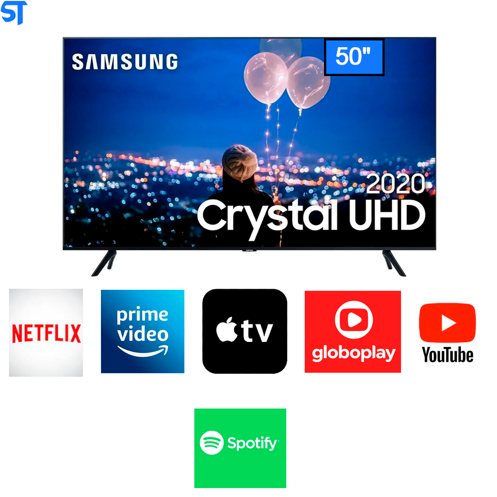 Smart TV Crystal UHD 4K LED 50” Samsung - 50TU8000 Wi-Fi Bluetooth HDR 3 HDMI 2 USB