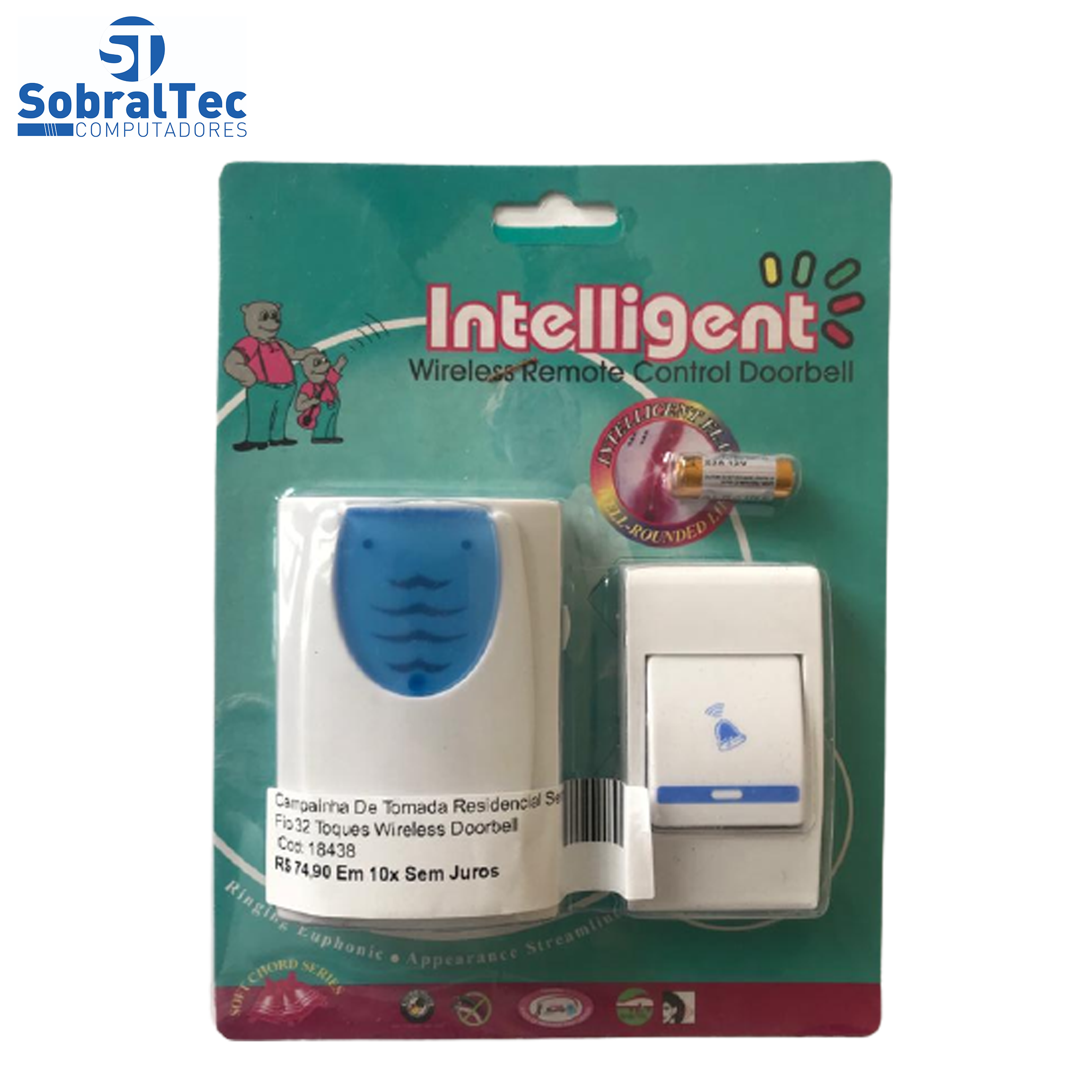 Campainha De Tomada Residencial Sem Fio 32 Toques Wireless Doorbell