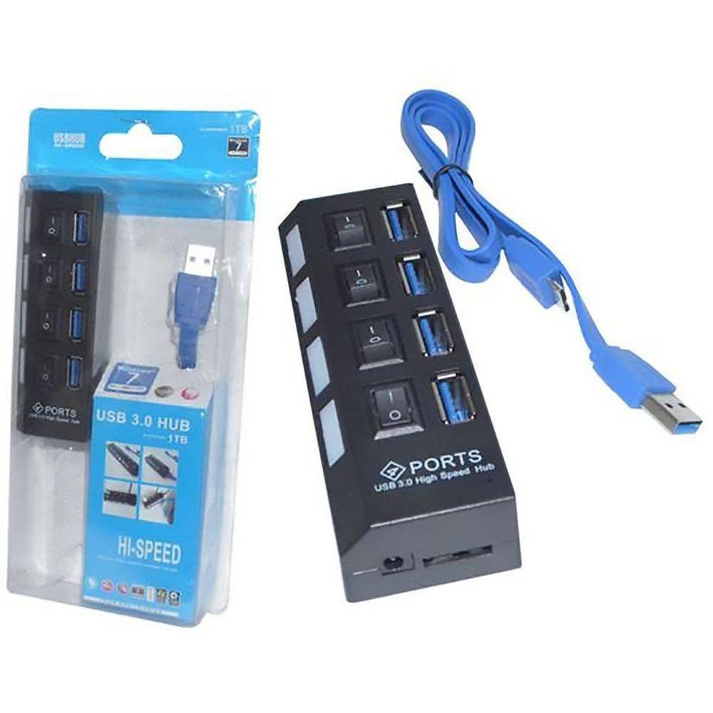 Hub Usb 3.0 Com 4 Portas High Speed 5 Gbps Com Teclas On/off - Exbom UH-401