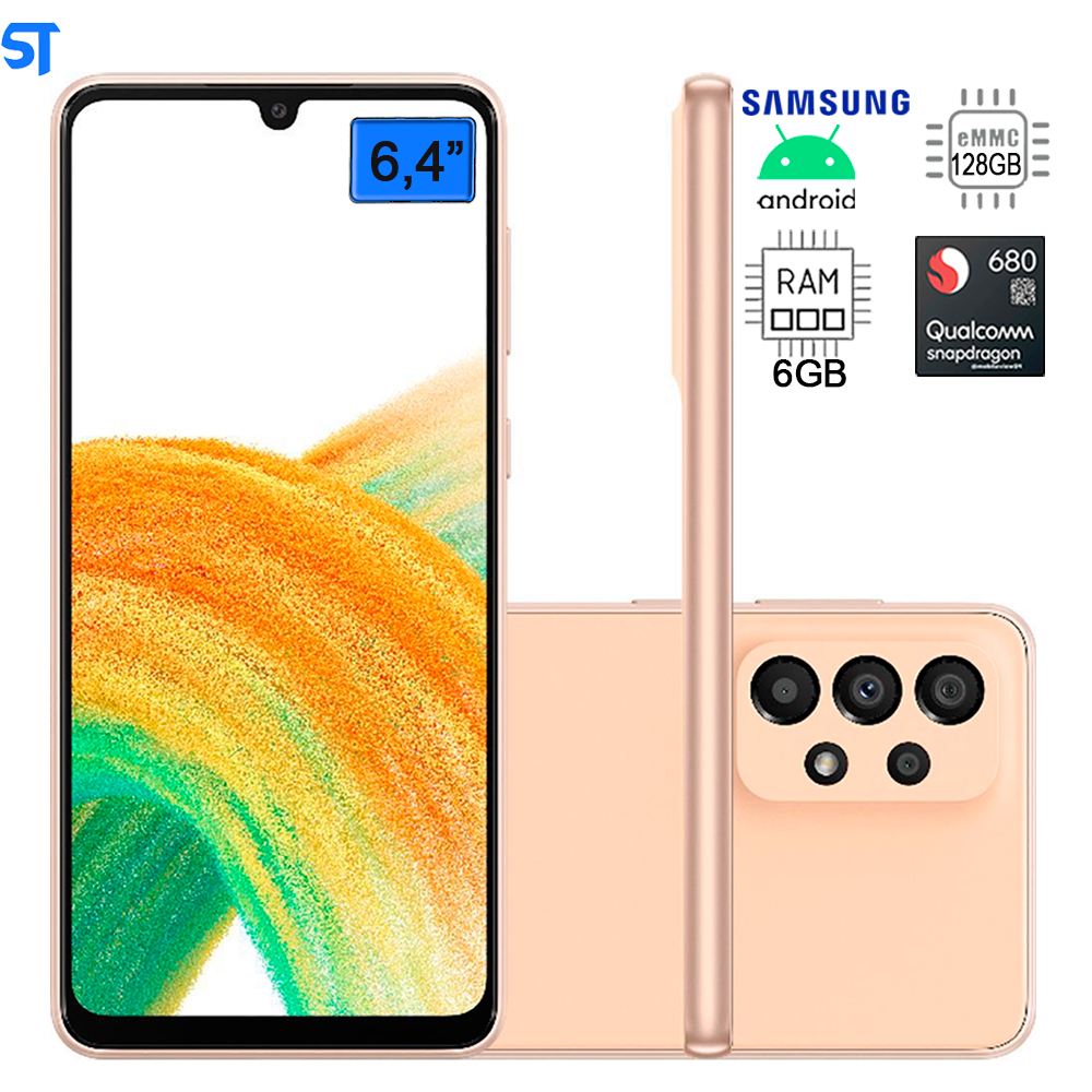 Smartphone Samsung Galaxy A33 5G, 6GB RAM, 128GB, Octa Core, Câmera Quádrupla 48MP, Tela Infinita 6.4, Rosé - SM-A336M/D