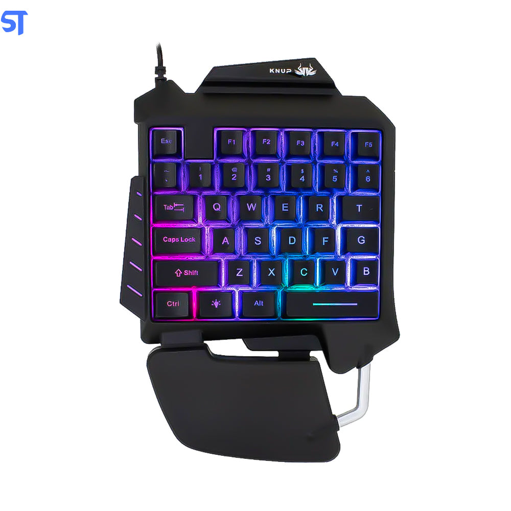 Teclado Gamer RGB Single Hand ( Uma Mão ) KP- TM006 Usb Antigosthing com Led - KNUP
