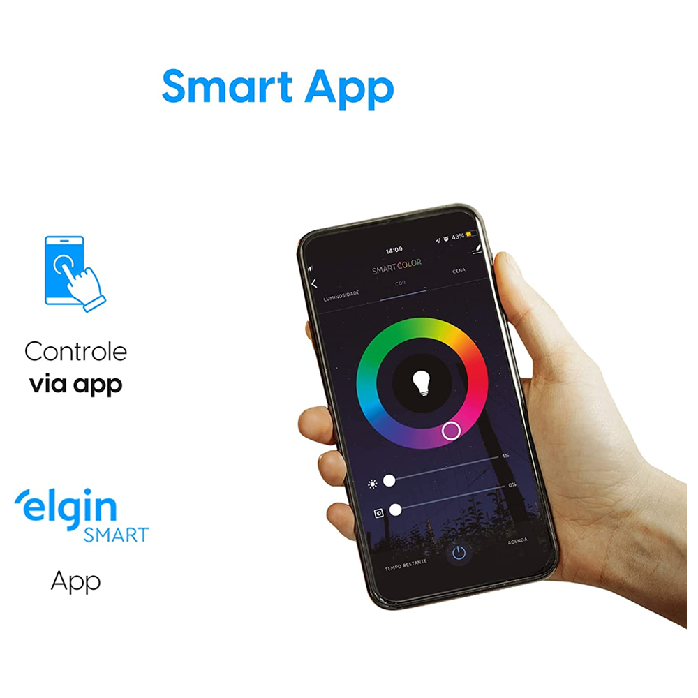 Lampada Bulb LED T 30W Bivolt RGB WIFI Elgin 48LSB30WIFI0 Compatível Com Alexa e Google Home