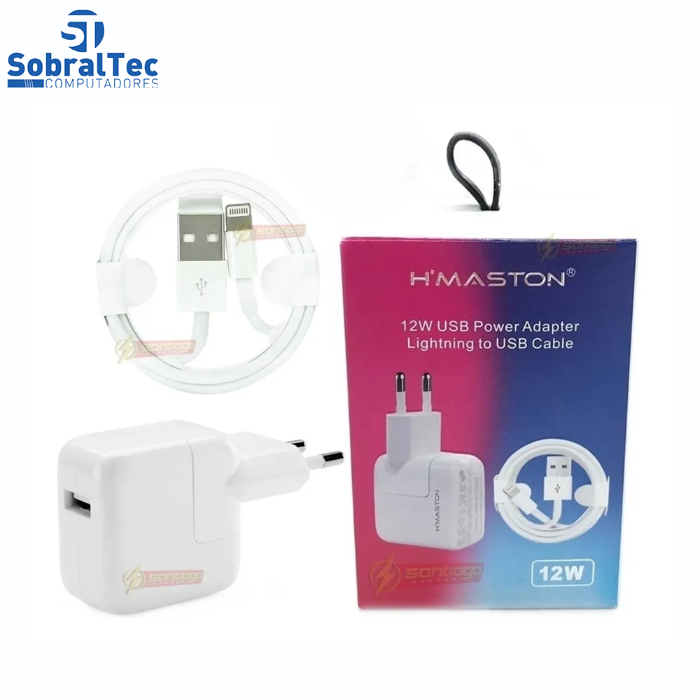 Carregador Lightning Completo Para Iphone  H'maston 12W