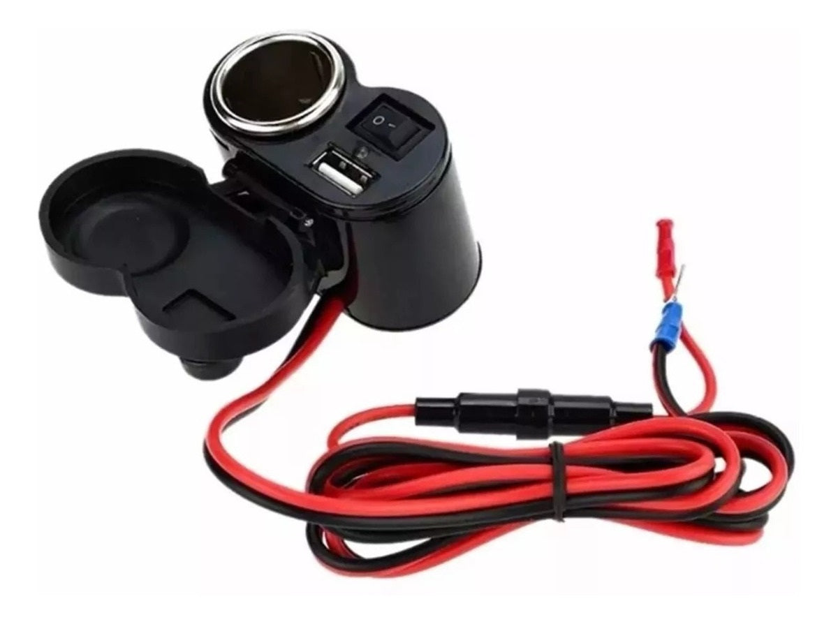 Carregador Adaptador Tomada 12v USB 5v Para Moto Carregador De Celular E Gps