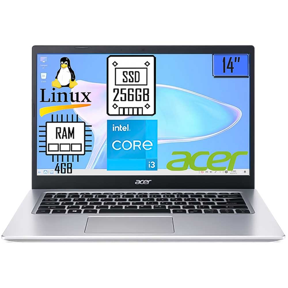 Notebook Acer Aspire 5 A514-54-324N Intel Core i3 11ª Gen Linux Gutta 4GB 256GB SDD- Tela 14' Full HD- Safari Gold