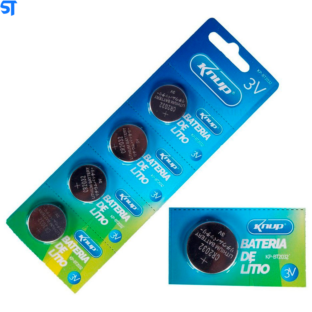 Cartela com 5 Bateria Botão de Lithium 3V Tipo Botão CR2032 Knup Kp-Bt2032