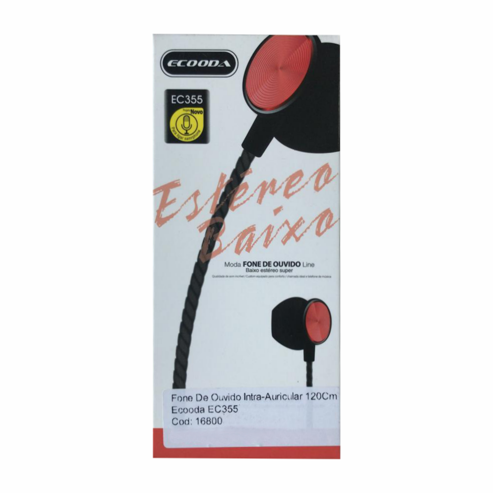 Fone De Ouvido Intra-Auricular 120Cm Ecooda EC355