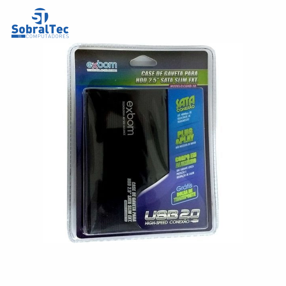 Case Para HD De Notebook Usb 2.0 Sata 2.5 CGHD-10 Exbom