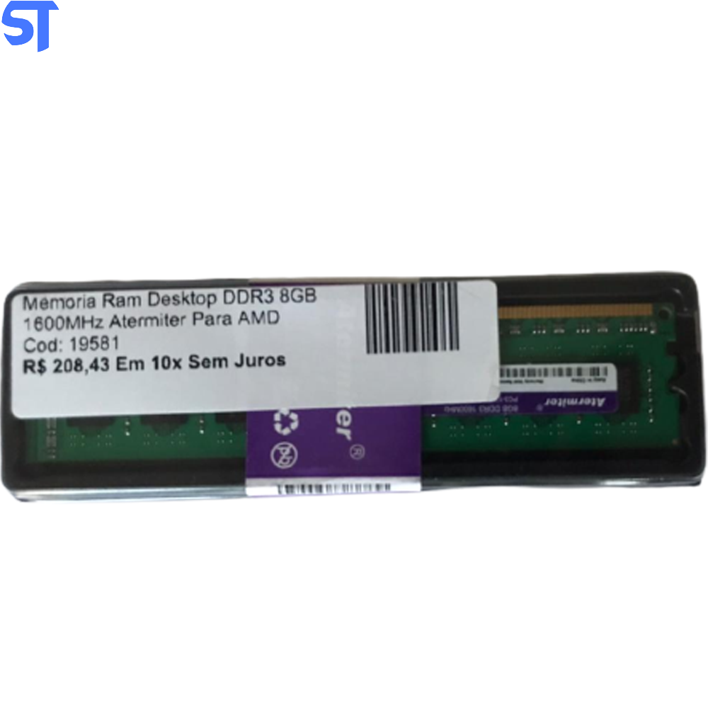 Memoria Ram Desktop DDR3 8GB 1600MHz Atermiter Para AMD