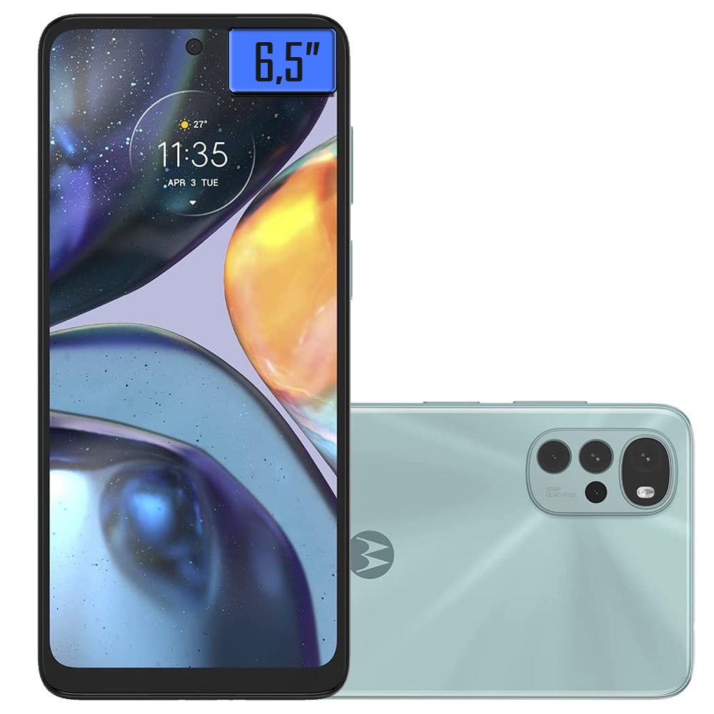 Smartphone Motorola Moto G22, 4GB RAM, 128GB, Octa Core, Câmera Quadrupla 50mp, Tela Max Vision 6.5, Verde - PATU0008BR