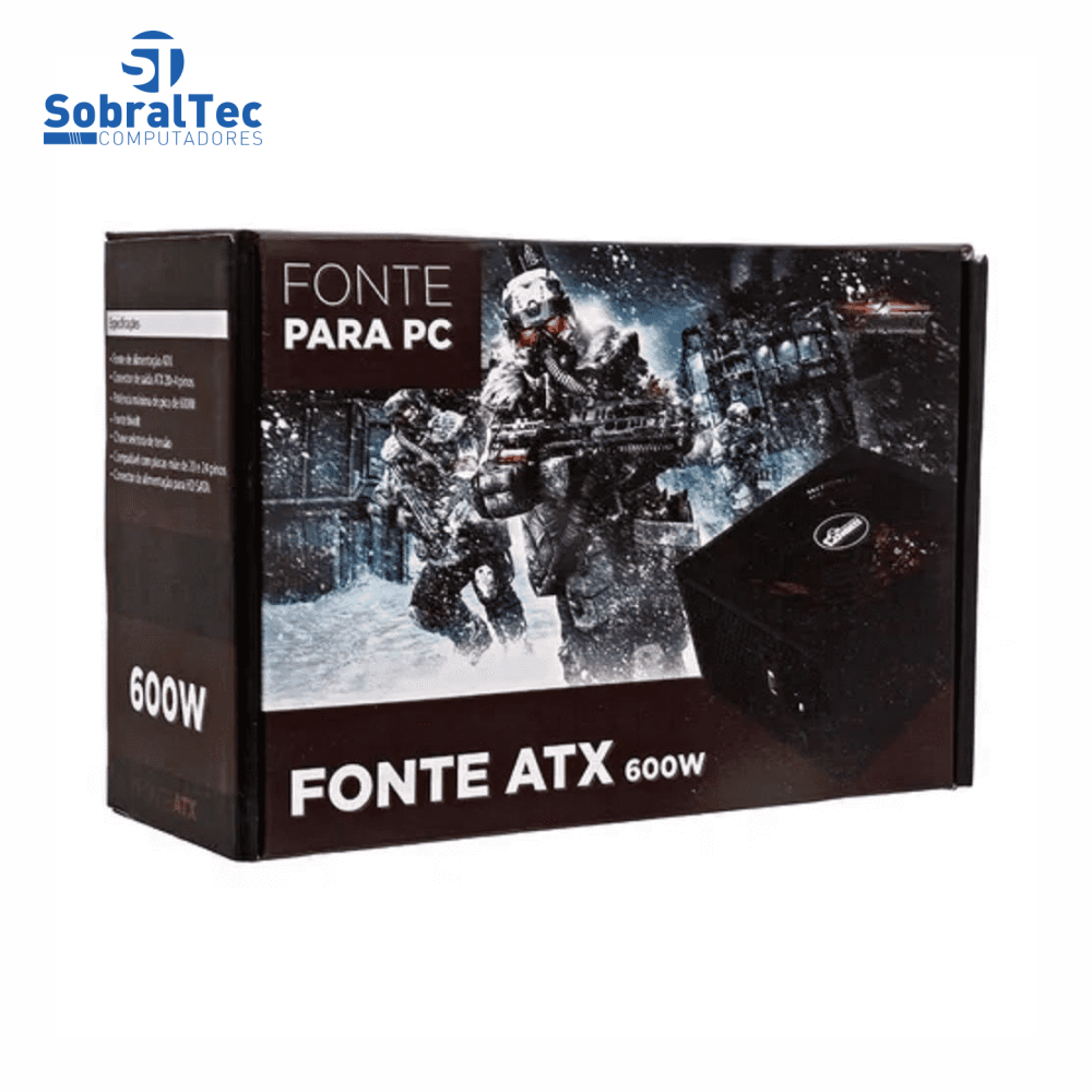 Fonte Alimentação Atx Cowboy Pc 600w Potencia Real Gamer Silenciosa Bivolt Leds Kp-535