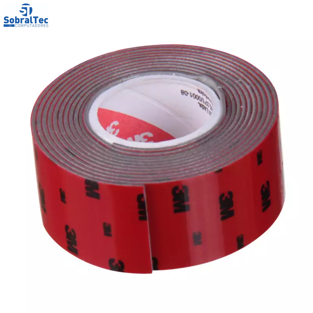 Fita Dupla Face 3M Scotch Fixa Forte Espuma Uso Interno e Externo 24 mm x 1,5 m Preta
