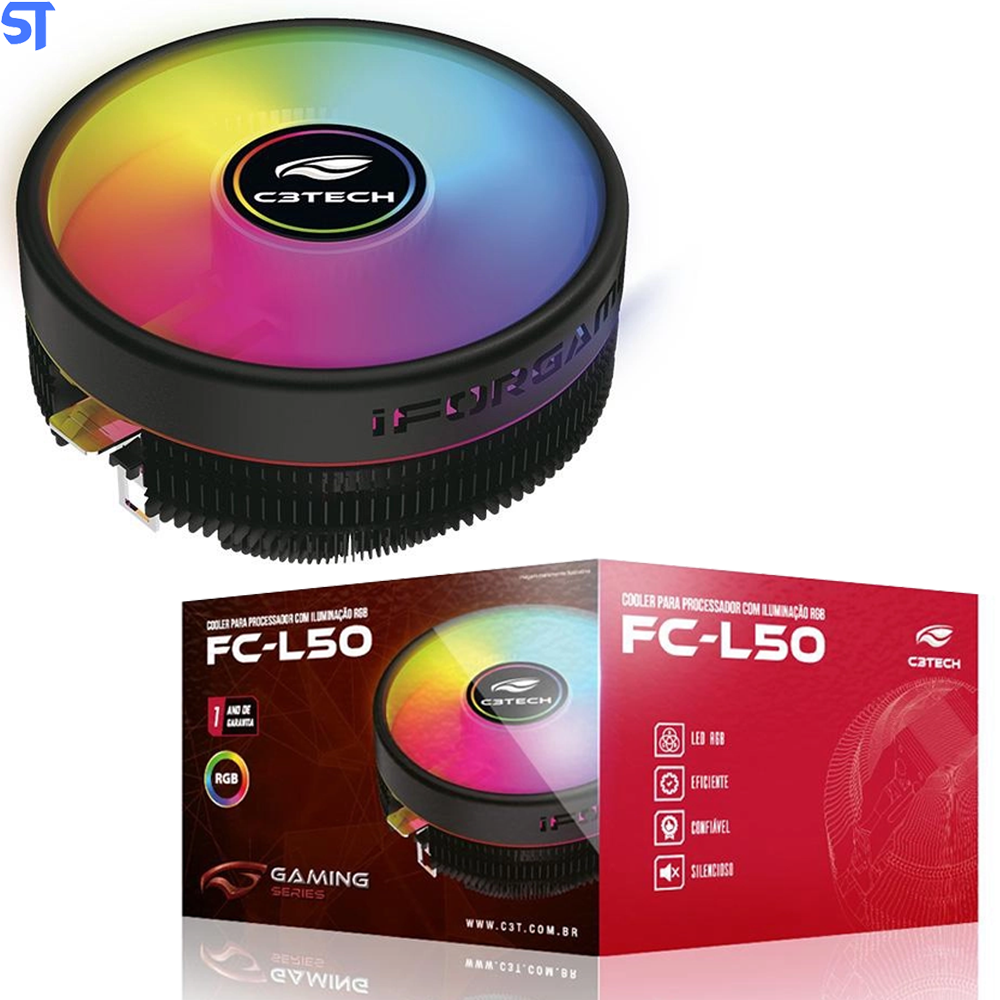 Cooler para Processador 98mm, RGB, Intel e AMD - FC-L50RGB- C3Tech