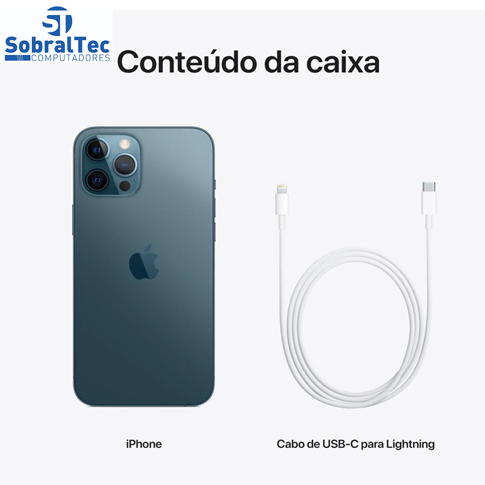 iPhone 12 Pro Max Apple 128GB Azul-Pacífico Tela de 6,7”, Câmera Tripla de 12MP, iOS