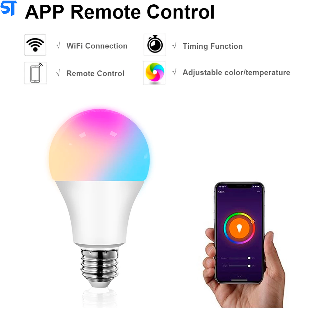 Lâmpada Inteligente Com RGB Controle Por Voz Google Assistant e Alexa Integrada- Avatto 15w
