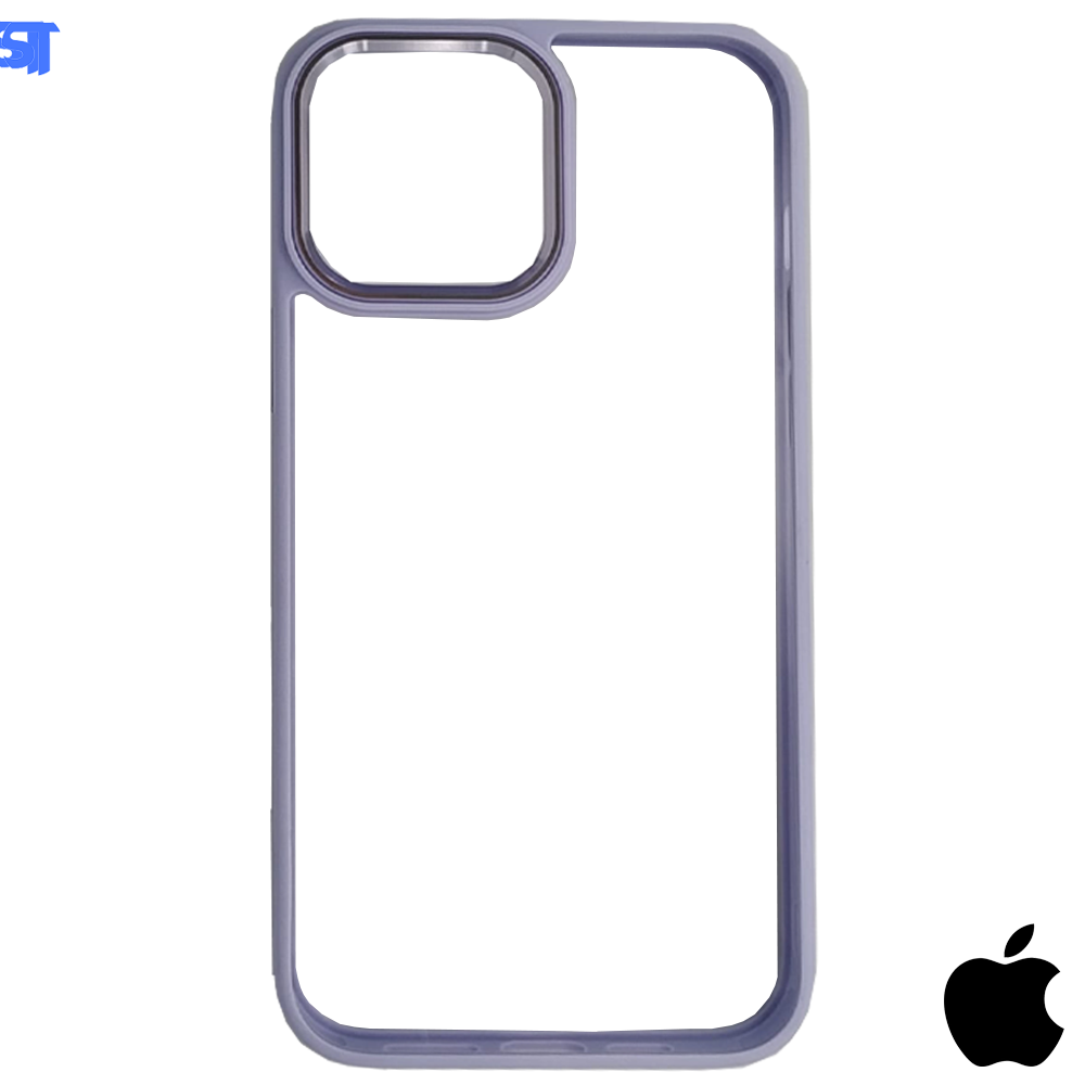 Capa Transparente Para iPhone 12 Com Frame de Metal Anti Impacto Ótimo Acabamento - Roxa