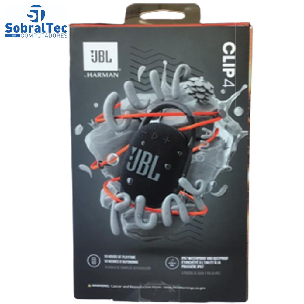 Caixa de Som Portátil JBL Clip 4 Bluetooth 5W À Prova D'água e Poeira Preto