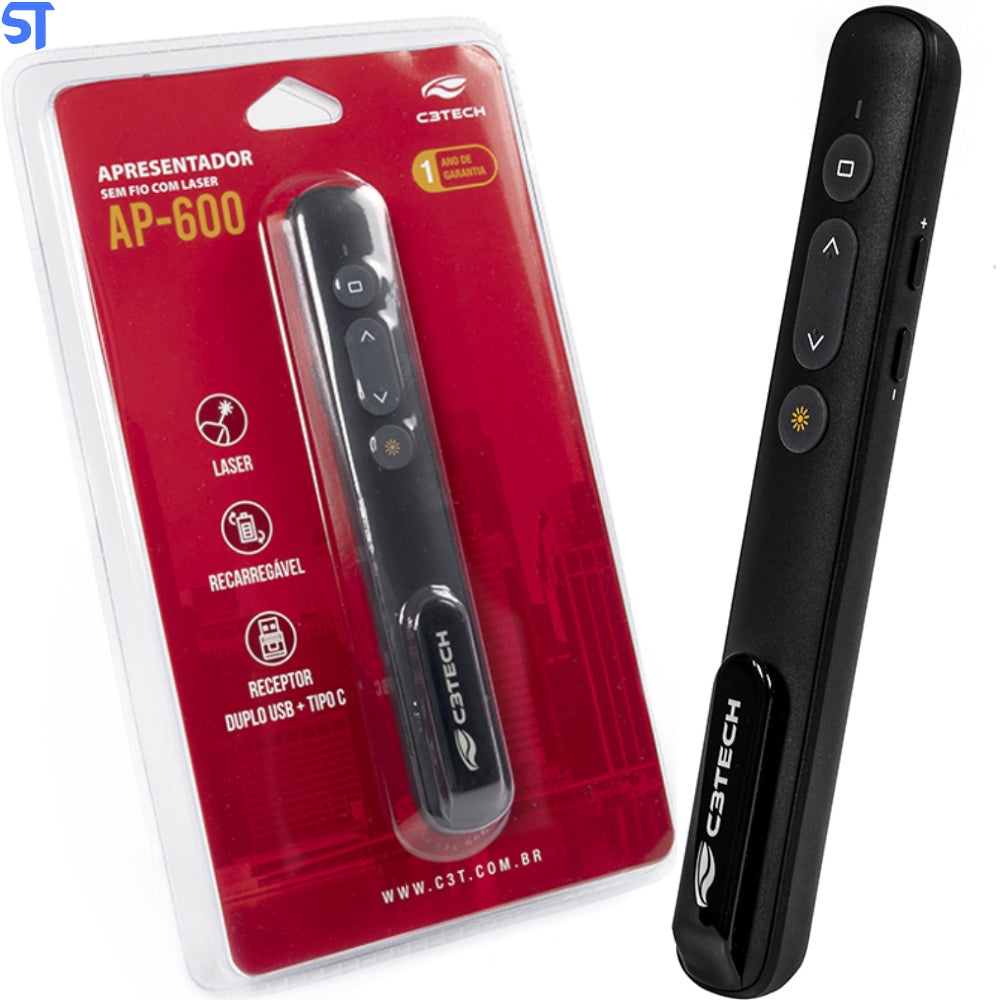 Apresentador Sem Fio Preto AP-600 C3Tech