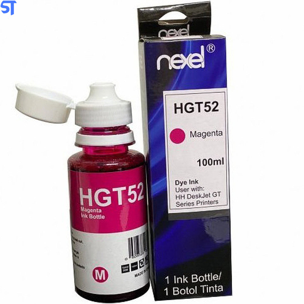 Refil de Tinta Nexel  Para HP Magenta hGT52 Com 100 ML - GT52m GT5822 Para HP Smart Tank/Series Ink Tank /DeskJet GT 580