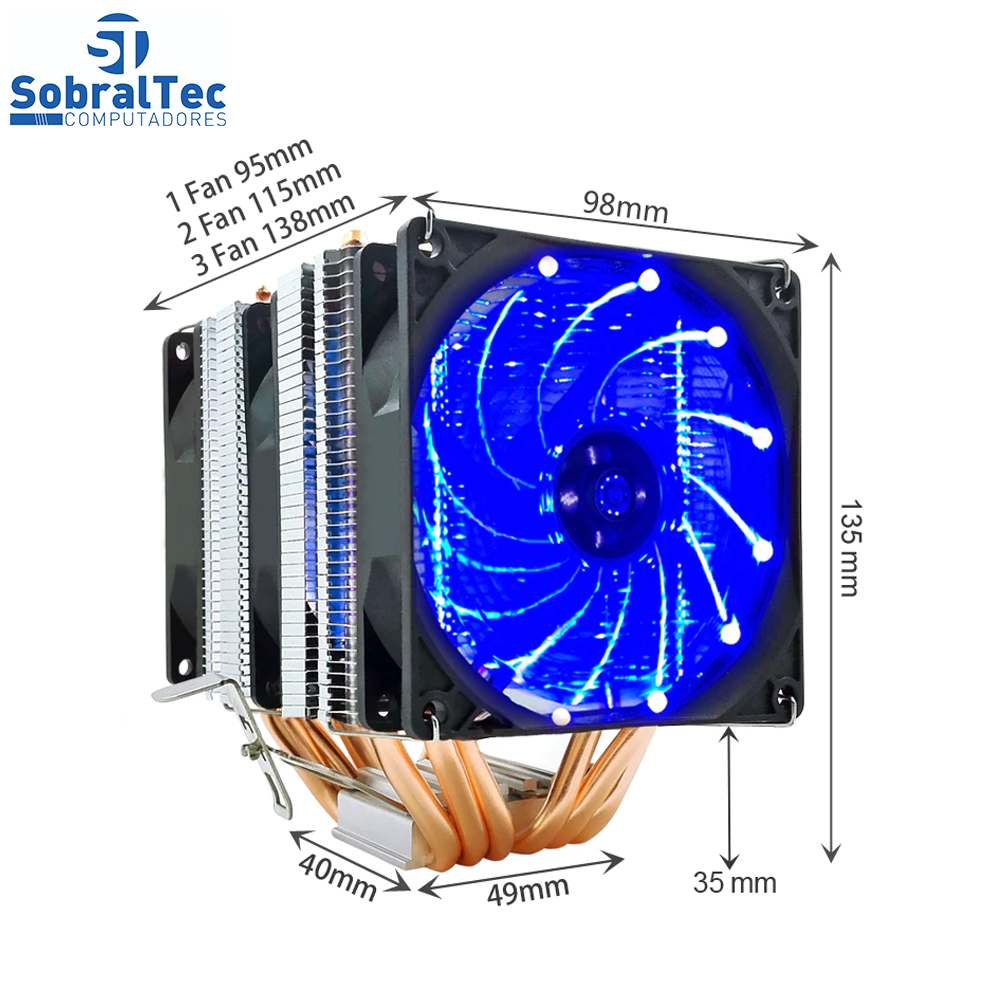 Cooler FAN Gamer  Azul Para Processador Intel e AMD M-X6 Boneco De Neve