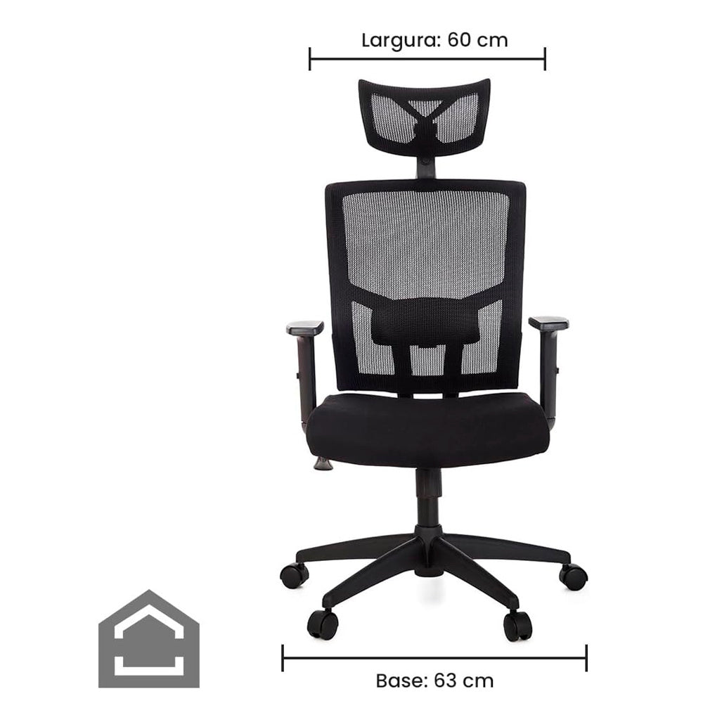 Cadeira Para Escritório Presidente Giratória Ergonômica ANM312 P