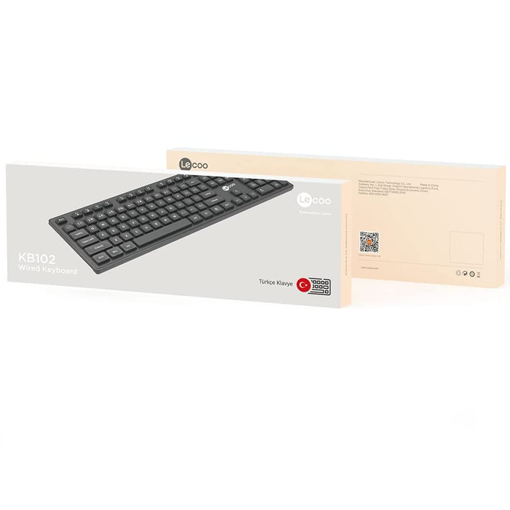 Teclado USB Preto ABNT Lenovo Lecoo KB102