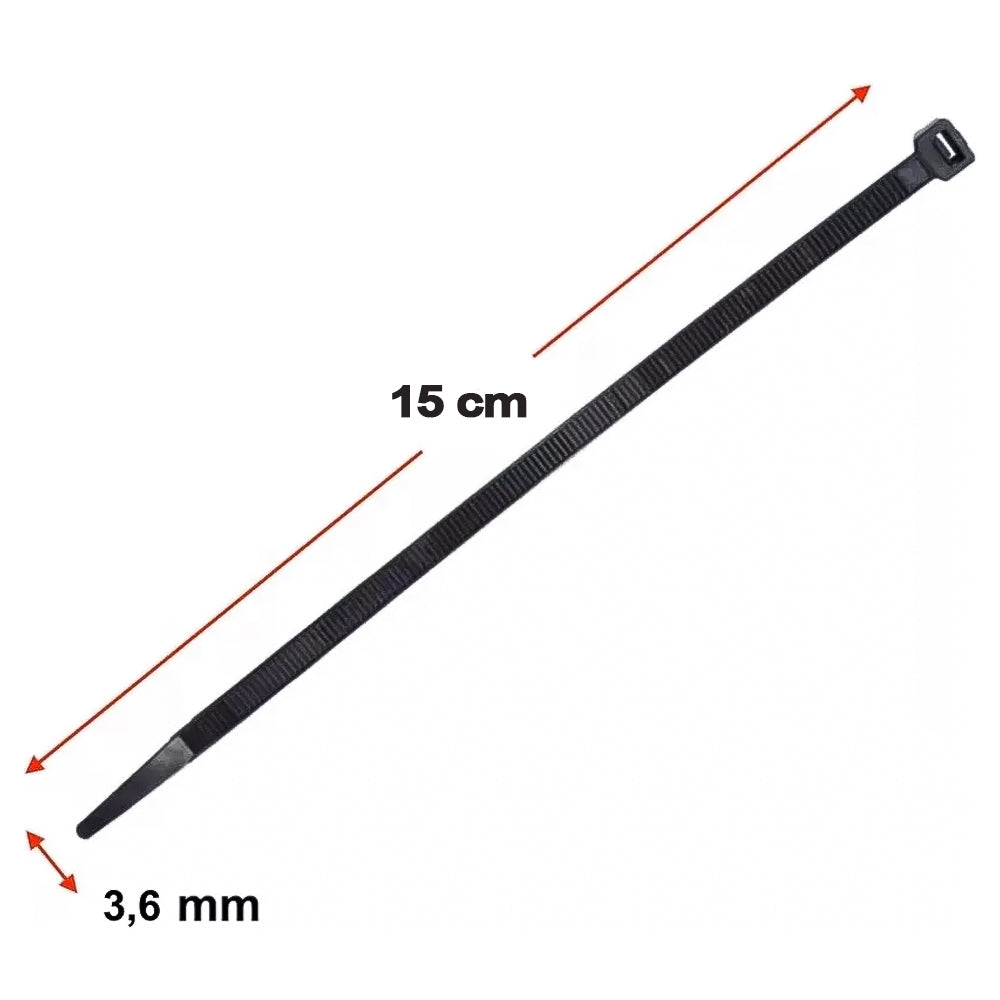 Abraçadeira Nylon 3.6mm 15CM Preto Pacote Com 100Unidades BrCabo