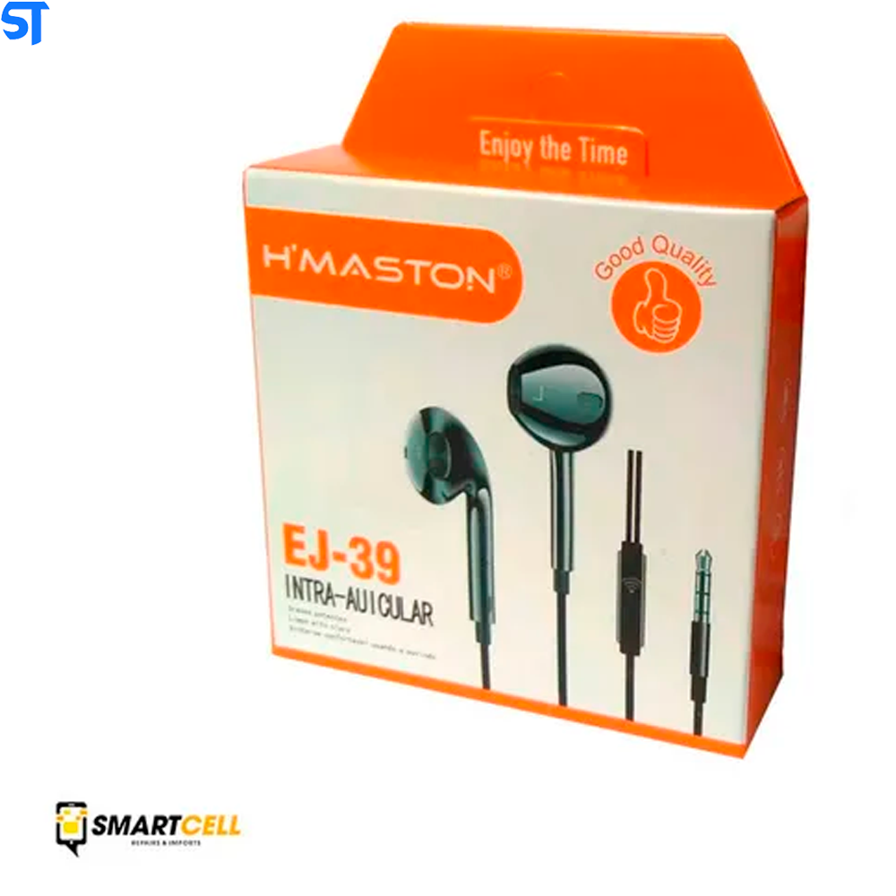 Fone de Ouvido EJ-39 Intra-Auricular H´Maston-  Preto