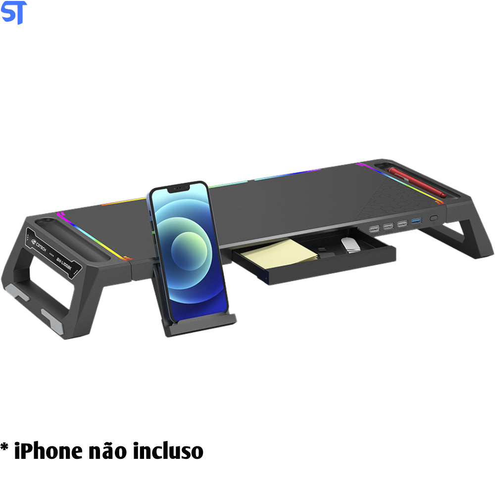 Base Para Monitor BM-L100BK RGB C3Tech Gaming