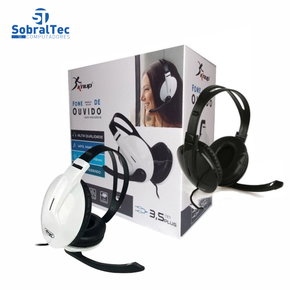 Fone De Ouvido Headset Com Microfone 2 P2 3,5mm Acolchoado Alta Qualidade Knup KP-418