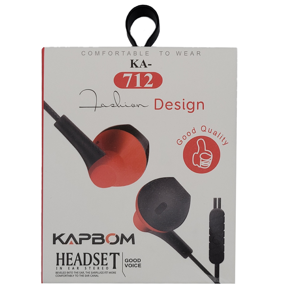 Fone De Ouvido Estéreo Com Microfone Kapbom - KA-712- Vermelho