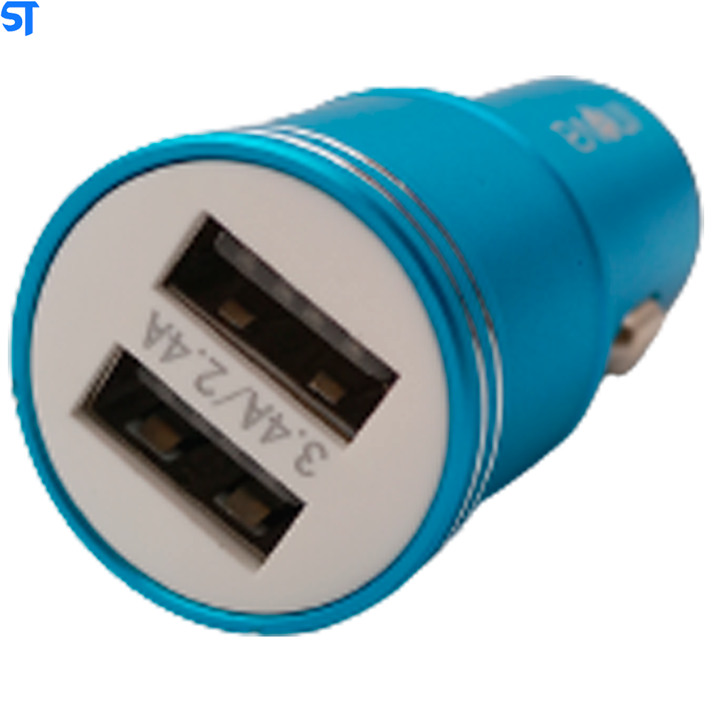 Carregador Veicular Prime Com Duas Usb 2.4A/ 3.4A Inova- Azul